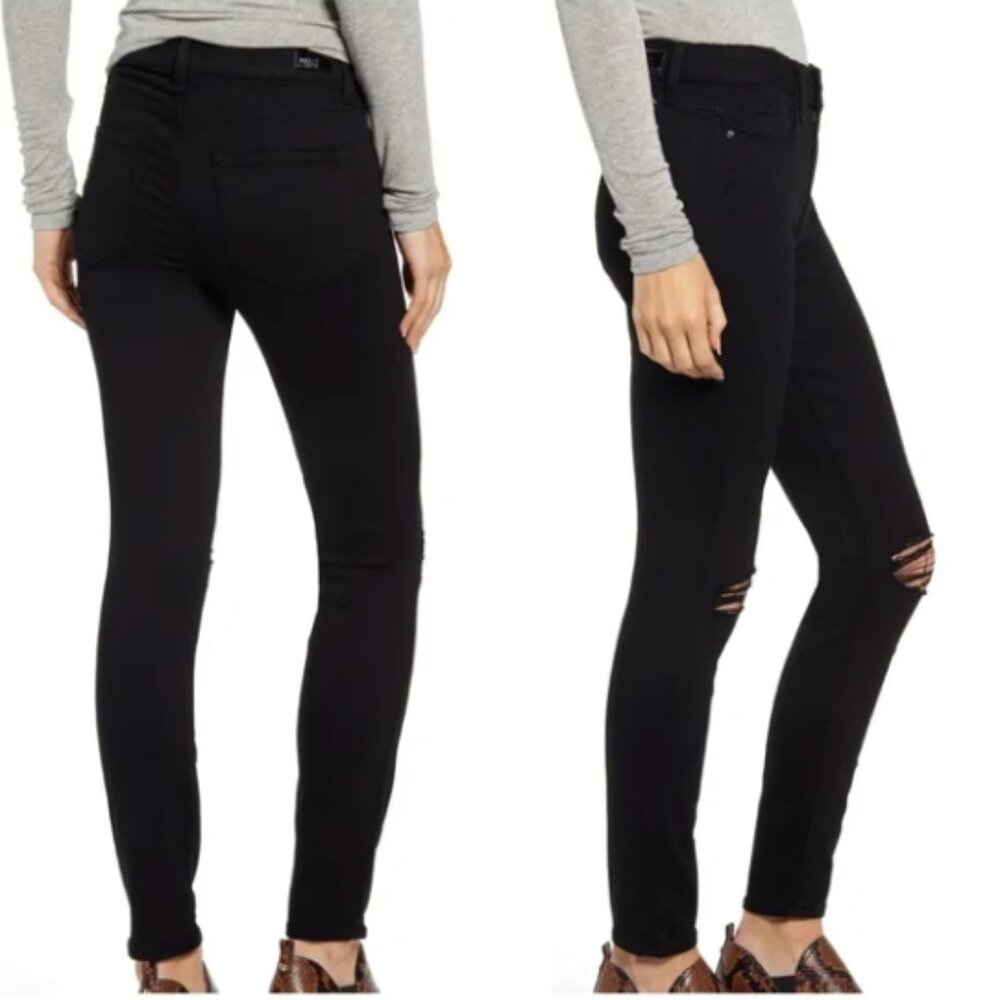 PAIGE Hoxton Ankle Skinny Jean Black Sky Destructed Raw Hem Size 30 NEW!